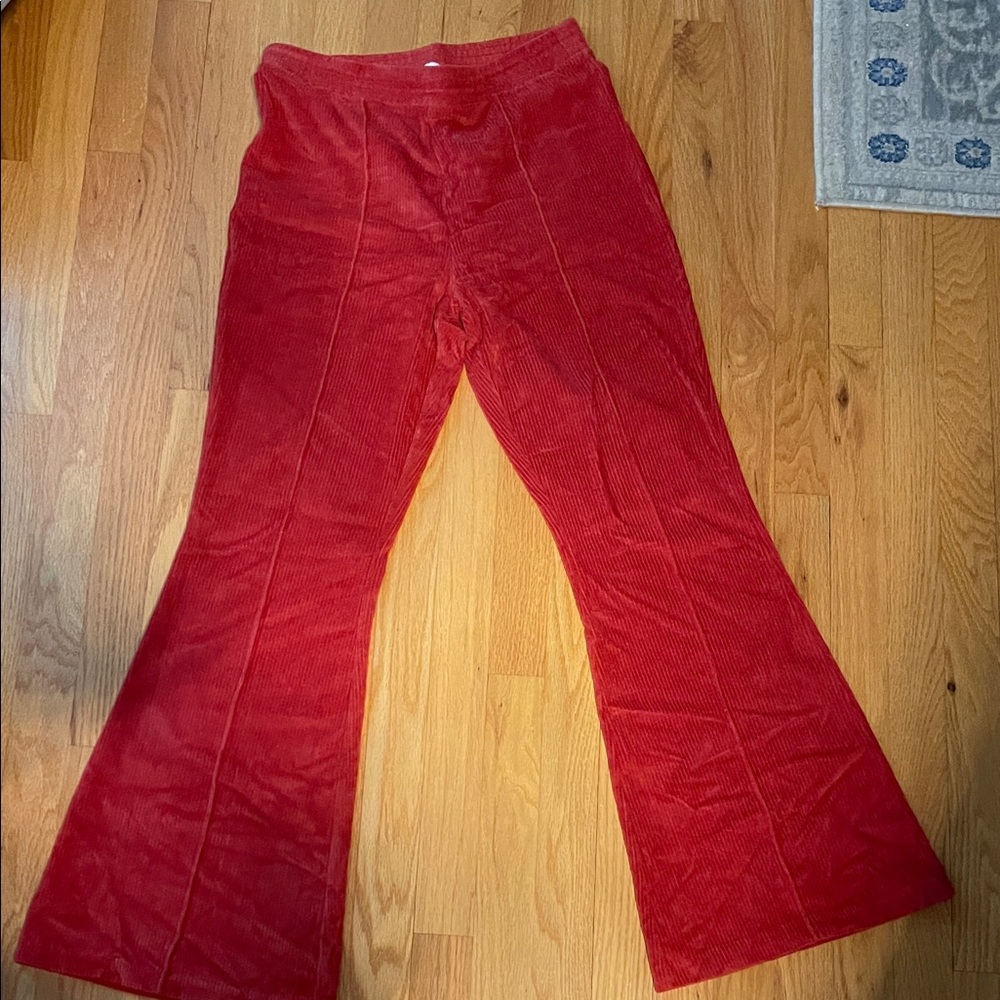 Aerie Women’s Burnt Orange Stretch Corduroy Flare Pants